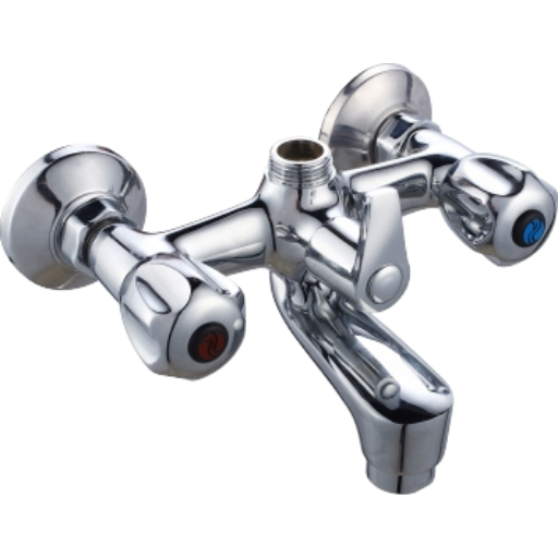 Crown Brass Bath Mixer (With Overhead Shower Pipe and Rose)