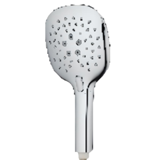 3 functions ABS hand shower,chromed body,chromed plate,grey nozzles